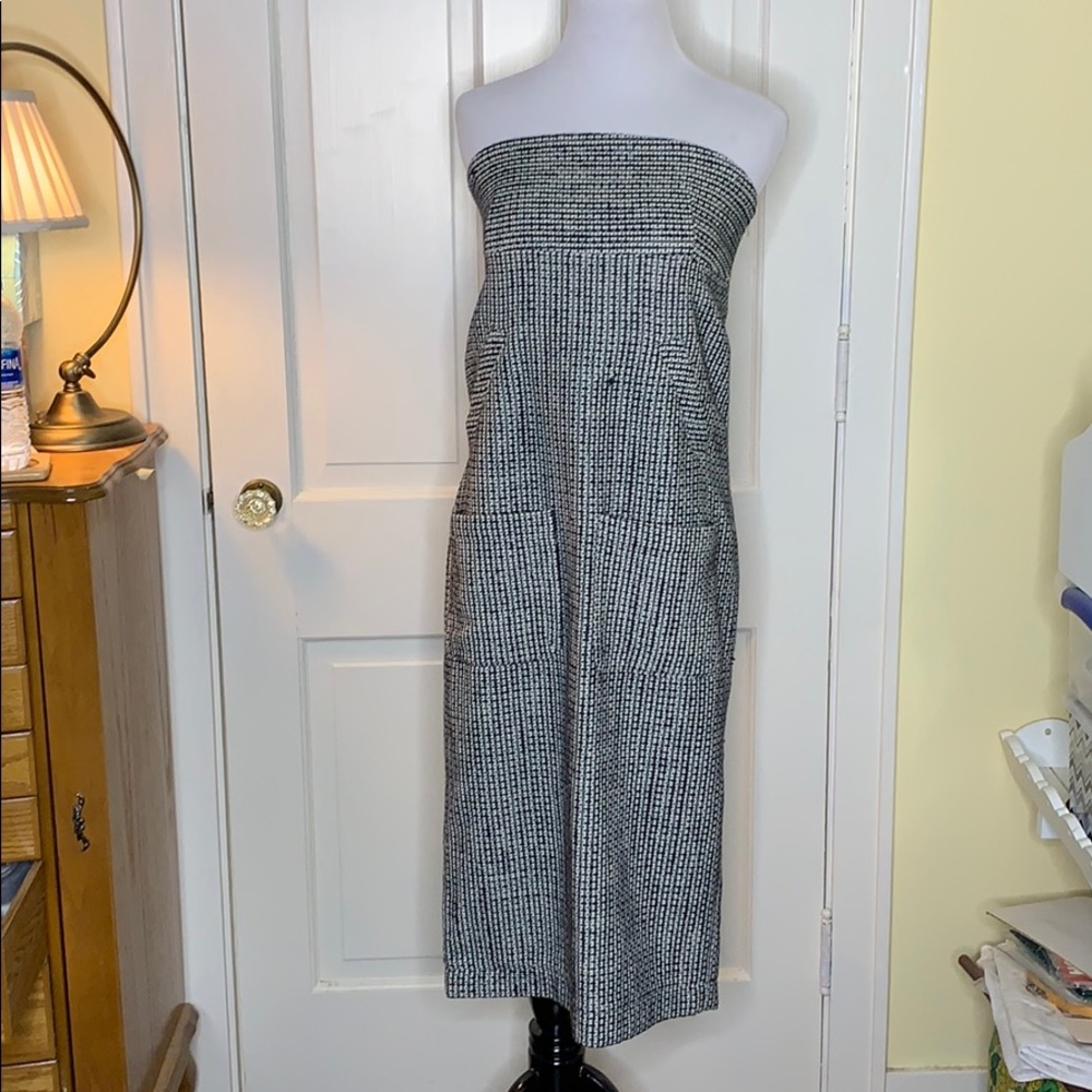 Billy Reid Navy and Green ribbon plaid strapless 4